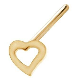 Gold Heart Sterling Silver Bendable Nose Bone
