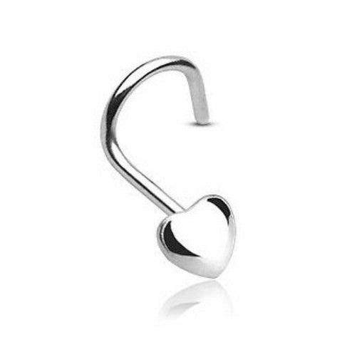 Puffy Heart Sterling Silver Nose Screw