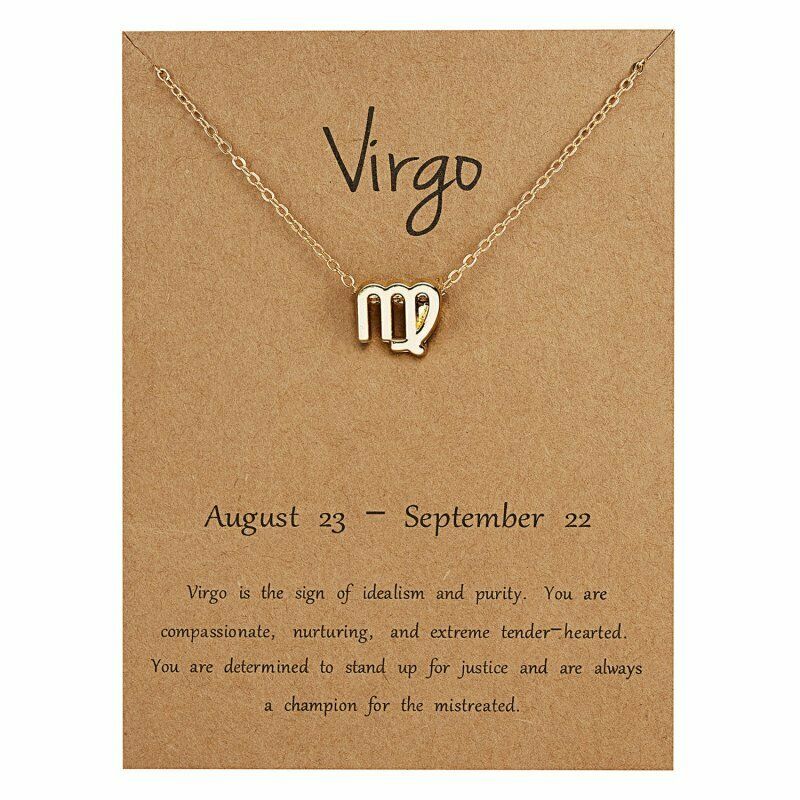 Day And Night Zodiac Sign Necklace For Women 12 Constellation Pendant Beads  Chain Choker Female Birthday Jewelry Cardboard Card - AliExpress