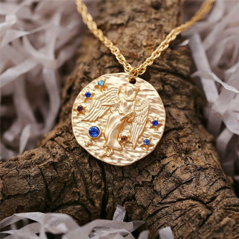 Virgo Gold Zodiac Sign Crystal Necklace