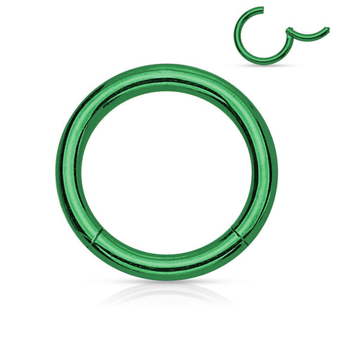 Green Hinged Segment Ring for Piercings